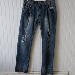CJ Black Men's Low Rise Slim Straight Distressed Jeans 32‎ 34